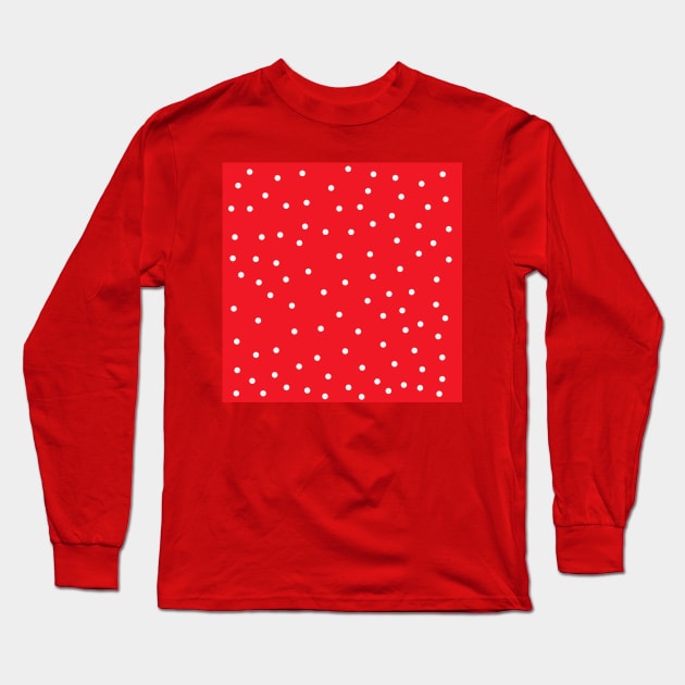 red and white polka dot pop art Long Sleeve T-Shirt by pauloneill-art